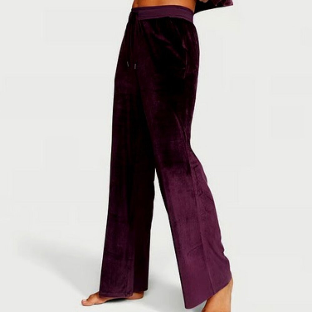 VICTORIA'S SECRET Winter Wine Velour Velvet Ribbed Pants W/ Pockets SZ M**NEW! - Picture 4 of 5